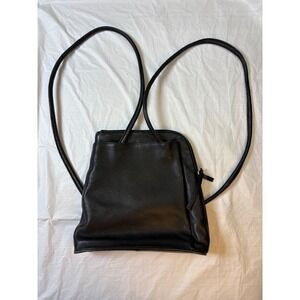 Clarks Leather Convertible Backpack Purse Black Handcrafted Top Grain Pebbled